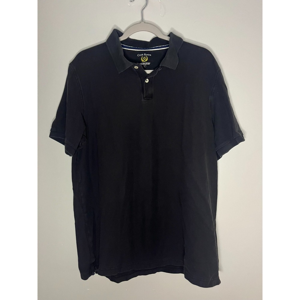Club Room Black Golf Polo Shirt Short Sleeve 100% Pima Cotton Men's Size Large